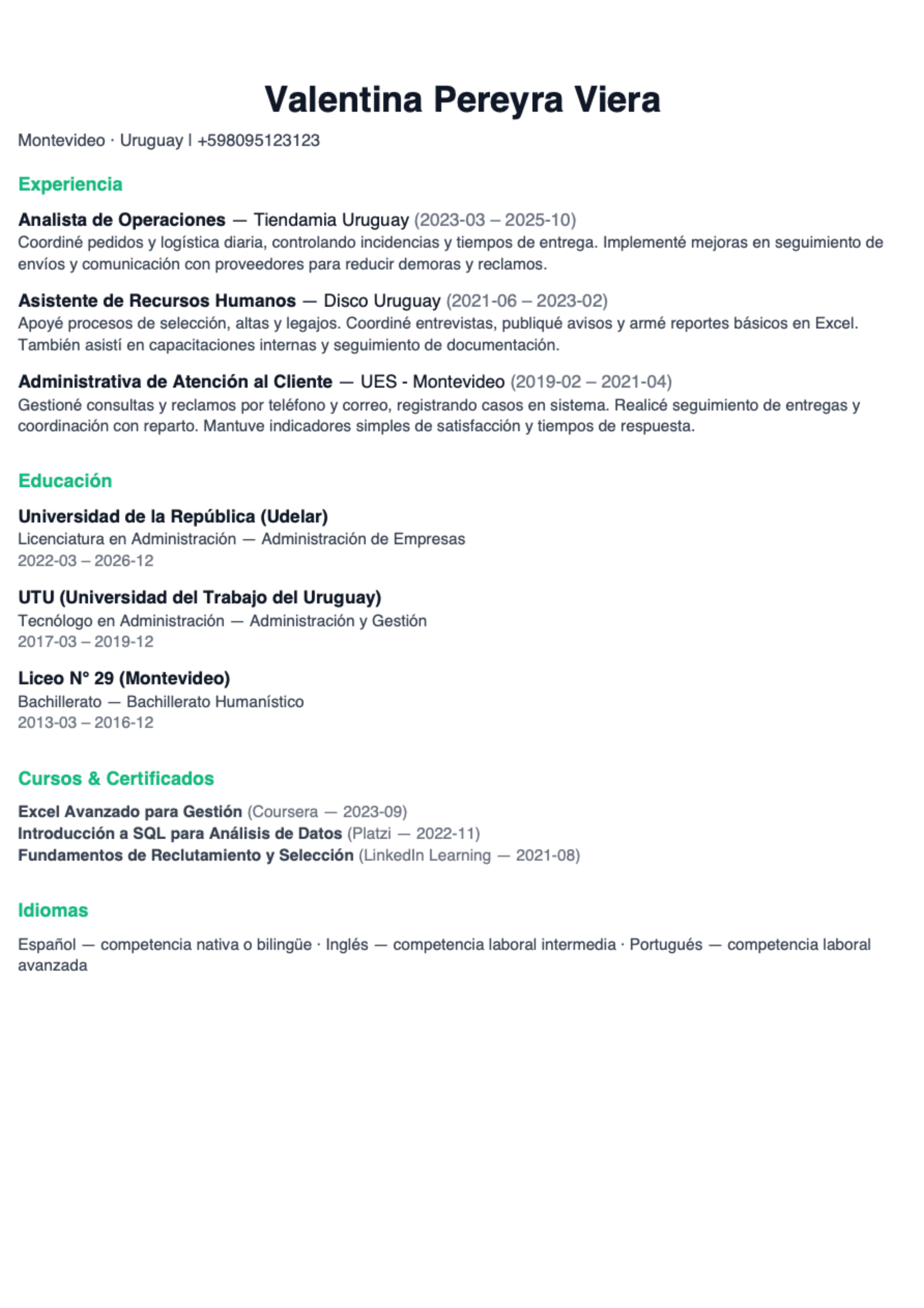 CV Template Stanford